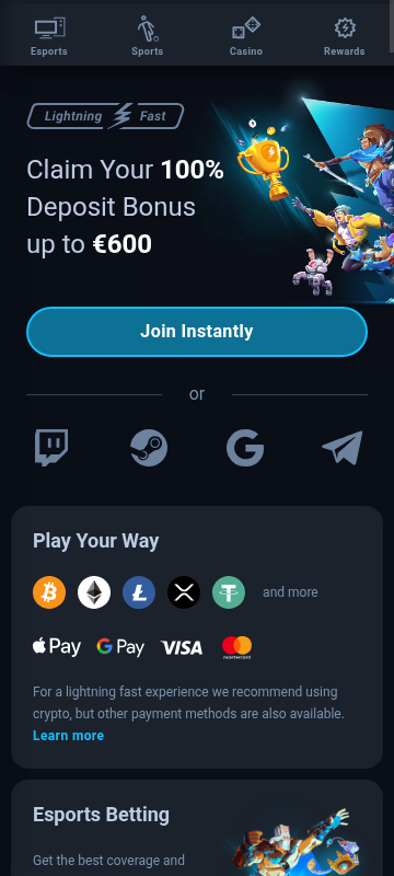 Thunderpick mobile screenshot